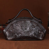 Embossed  Genuine Leather Women Top Handle Bag