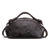 Embossed  Genuine Leather Women Top Handle Bag
