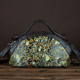 Embossed  Genuine Leather Women Top Handle Bag