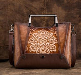 Embossed  Genuine Leather Women Top Handle Bag