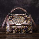 Embossed  Genuine Leather Women Top Handle Bag