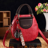 Embossed  Genuine Leather Women Top Handle Bag