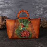 New Design  Embossed  Genuine Leather Women Top Handle Bag