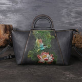 New Design  Embossed  Genuine Leather Women Top Handle Bag