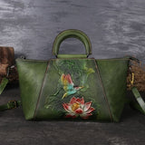 New Design  Embossed  Genuine Leather Women Top Handle Bag