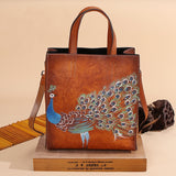 New Embossed  Genuine Leather Women Top Handle Bag