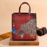 New Embossed  Genuine Leather Women Top Handle Bag