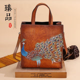 New Embossed  Genuine Leather Women Top Handle Bag