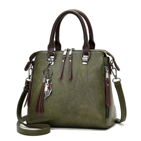 women's leather bag green