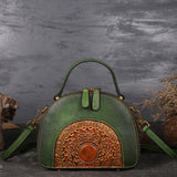 New Brand Embossed  Genuine Leather Women Top Handle Bag