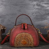 New Brand Embossed  Genuine Leather Women Top Handle Bag