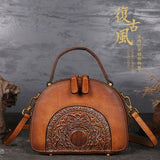 New Brand Embossed  Genuine Leather Women Top Handle Bag